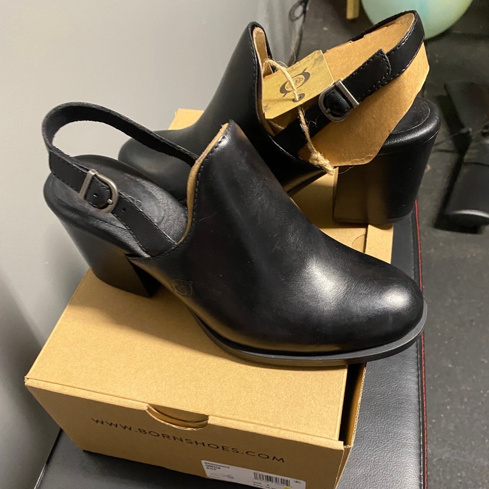 Born Odessa Leather Block heel Slingback Pump